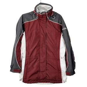 Columbia Interchange Zip Jacket SHELL ONLY Womens Small‎ Maroon Gray Ski Winter